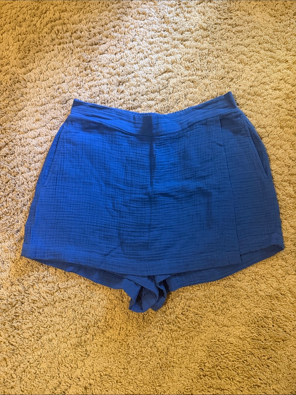Blue Women's Casual Textured Skorts